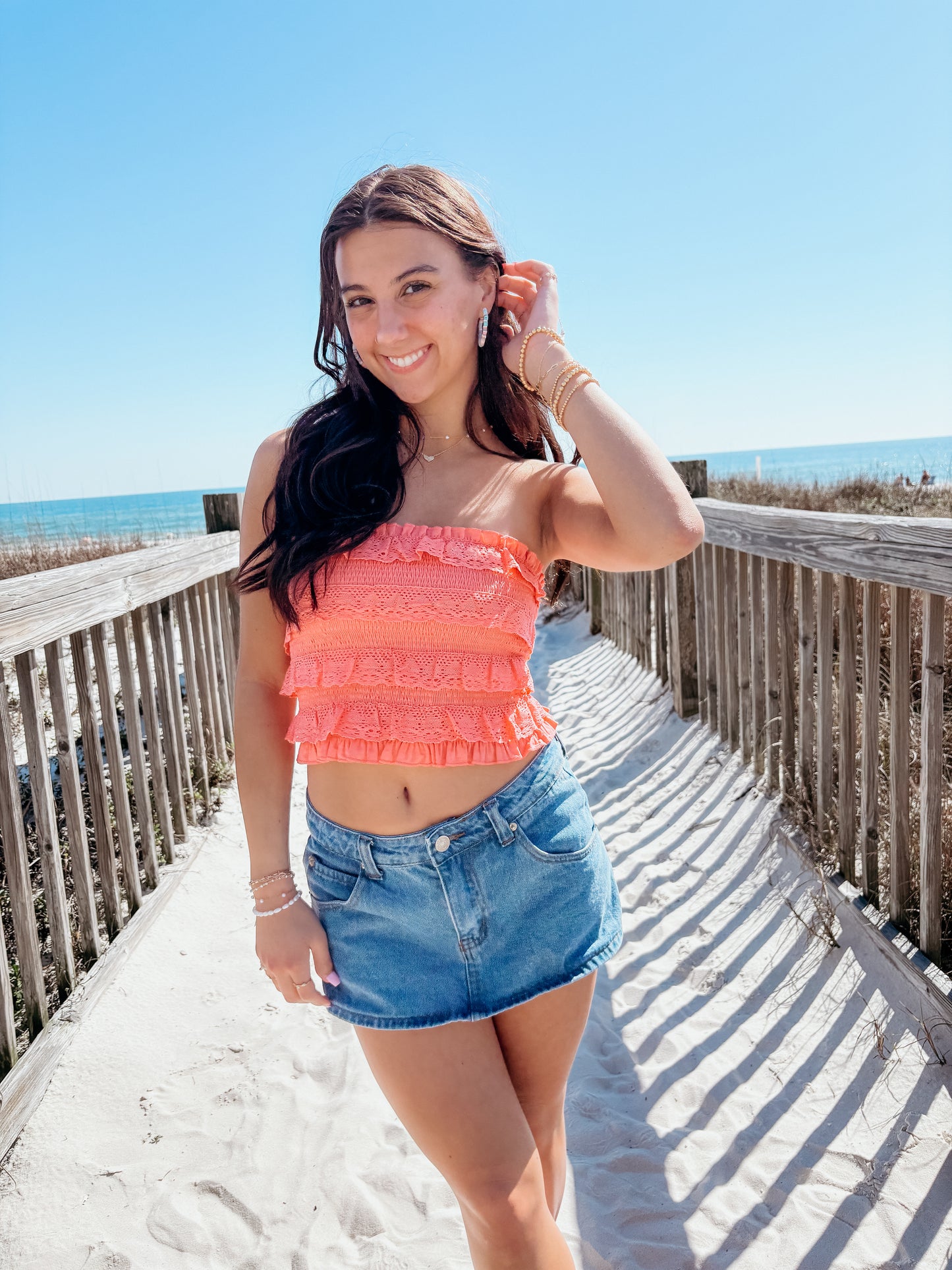 Dinner Date Coral Tube Top