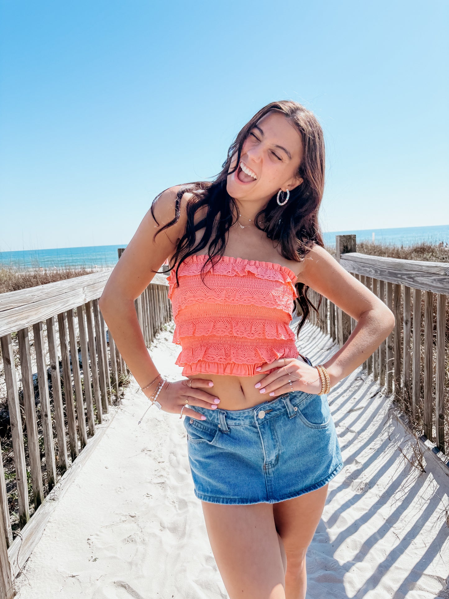 Dinner Date Coral Tube Top