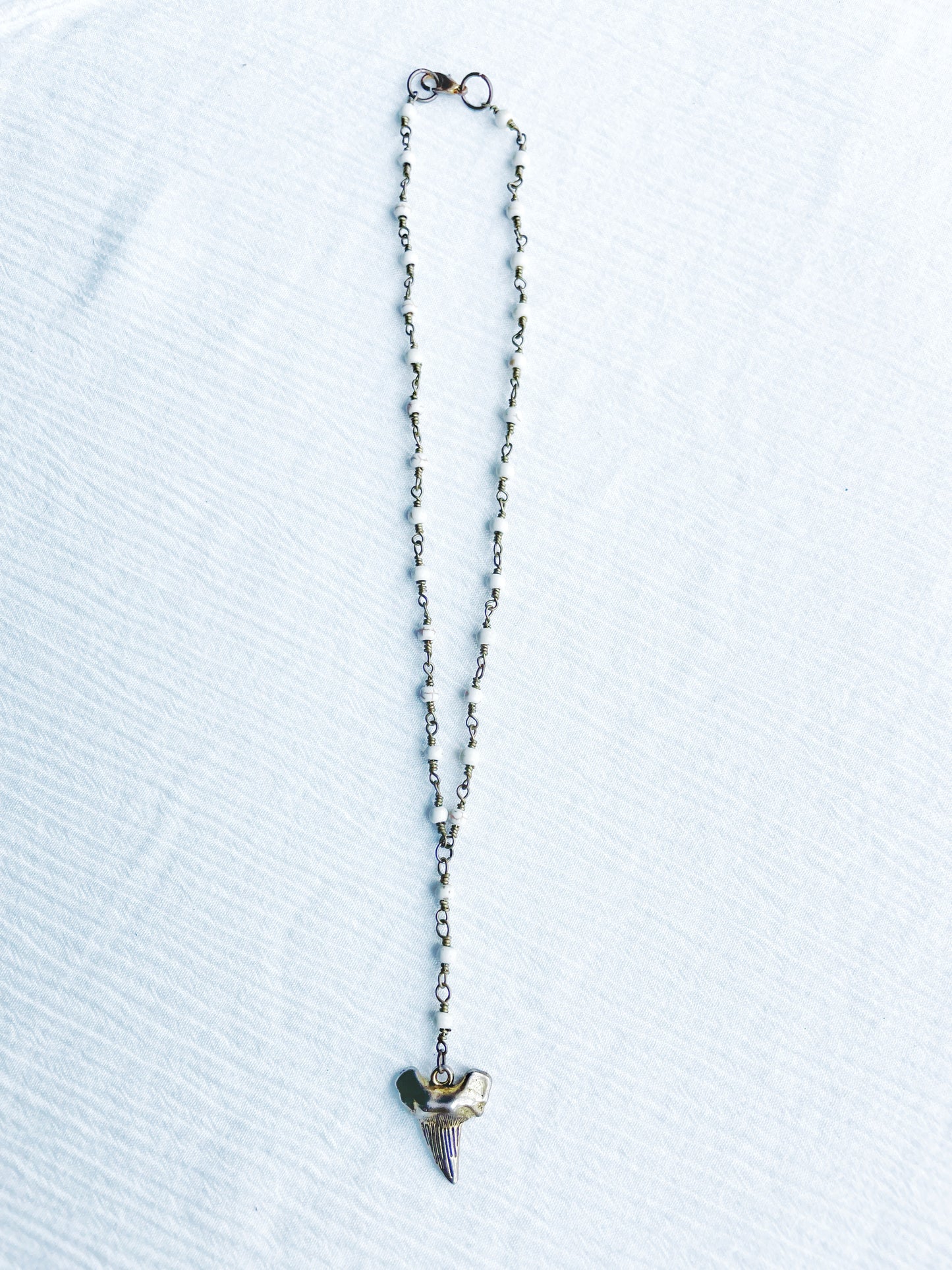 Shark Tooth White Beaded Necklace - FINAL SALE