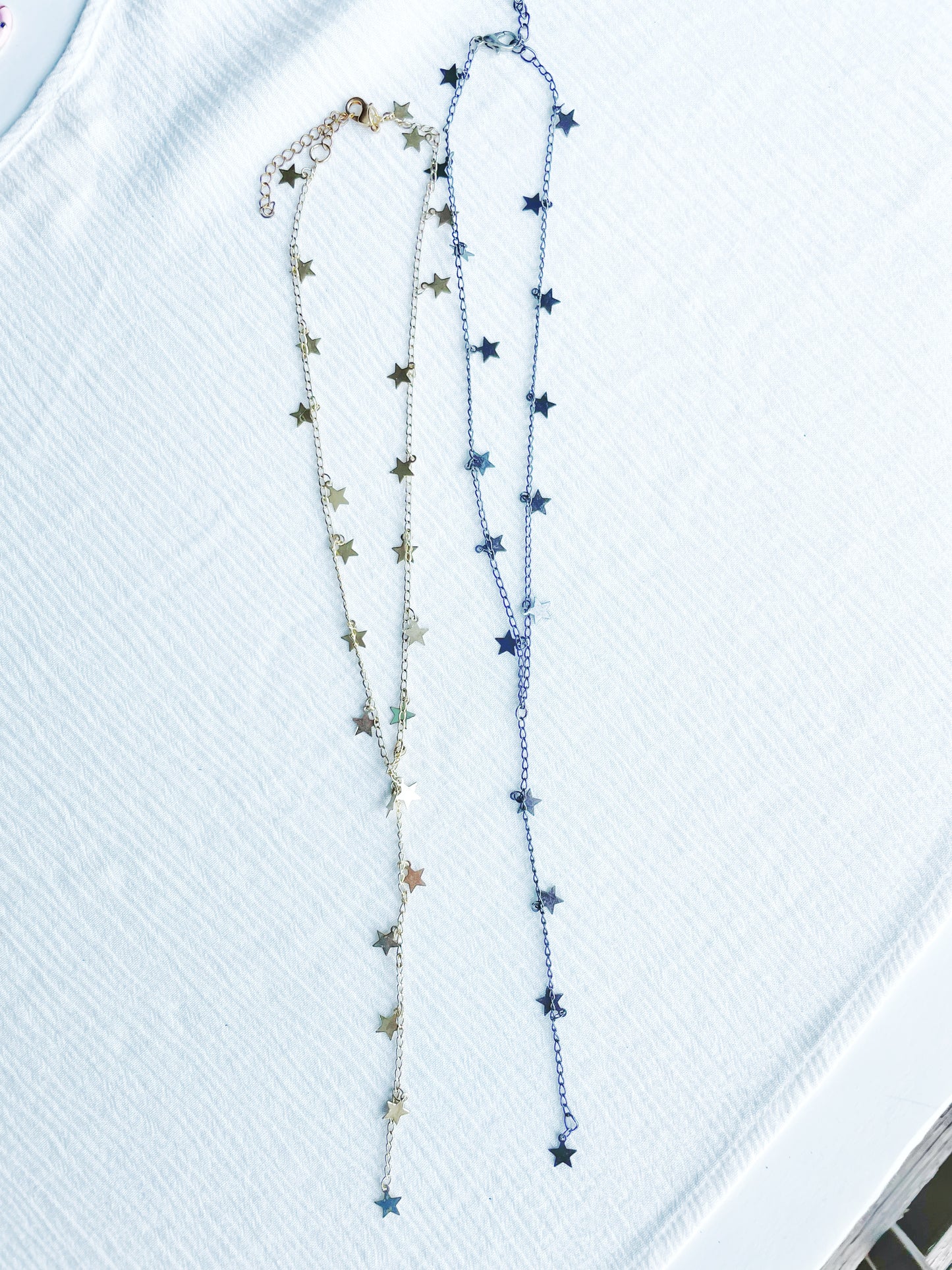 Gold & Gunmetal Y Drop Star Chain Necklace - FINAL SALE