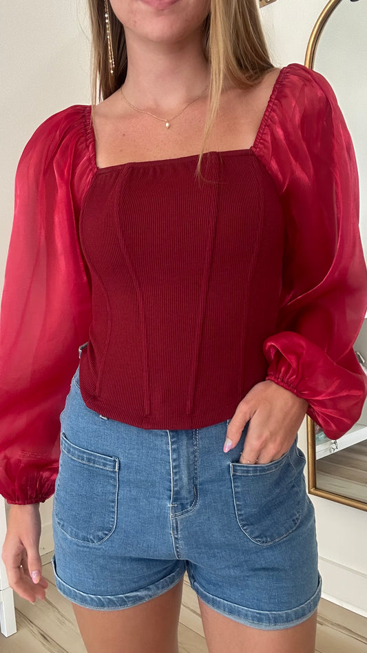 Red Long Sleeve Top