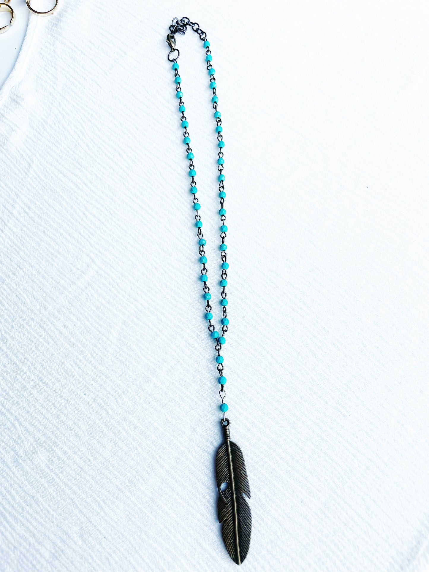 Beaded Feather Necklace - FINAL SALE